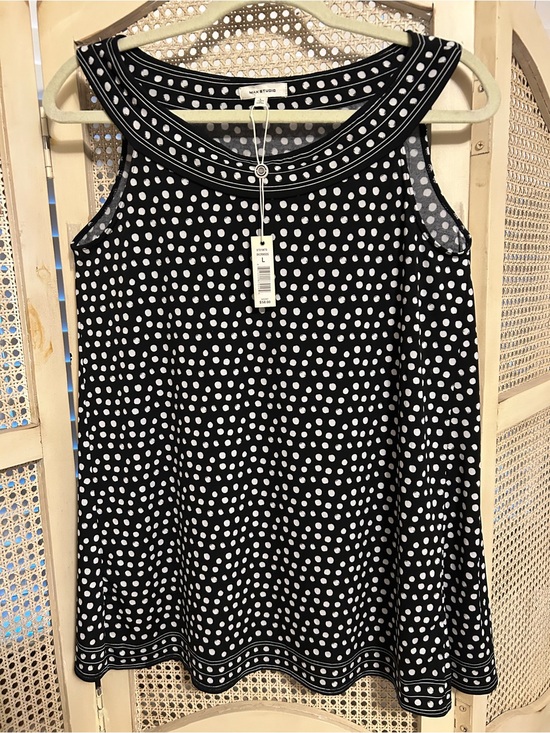 Max Studio Tops - Max Studio Black and White Polka Dot Sleeveless A-Line Dress